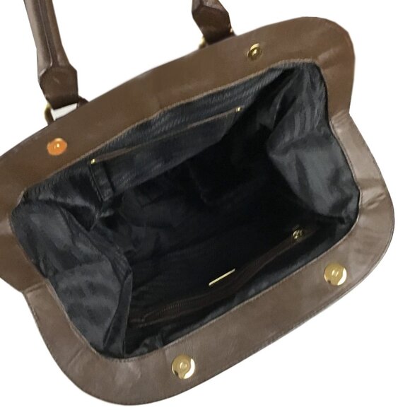 PRADA Nappa Gaufre Brown Leather Satchel Bag - Picture 15 of 16